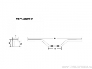 Τιμόνι από χρωμιωμένο ατσάλι MSP Custombar D: 25,4mm a: 850mm b: 90mm - Honda VT 1100 / Triumph America