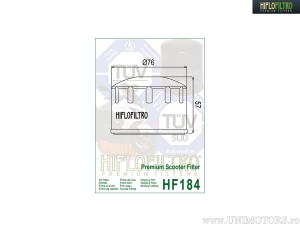 Φίλτρο λαδιού HF184 - Aprilia / Gilera / Malaguti / Peugeot / Piaggio (Master) 400cc/500cc 4T - Hiflofiltro