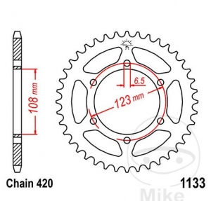 Зъбчатка задна JTR1133.52 (стъпка 420) - Derbi Senda 50 R DRD X-Treme - SM DRD Evo HYP - SM DRD Racing - SM D