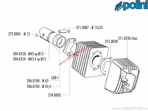Комплект цилиндър (диаметър 43mm / 63cc) - 1400065/R - Polini
