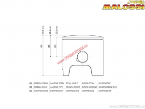 2T Piston (diameter 47mm / bolt 12mm / D dimension) - 344453.D0 - Piaggio Ape 50 2T (<-'89) / Vespa PK HP FL 50 2T - Malossi
