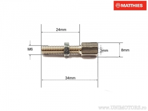 Adjustment screw for clutch-cable - brake M6 x 1.00 x 34 mm silver - JM