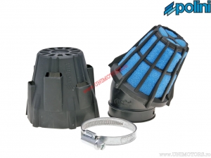 Air filter (115mm / 80mm / 46mm, 30° angle) - black / blue - Polini