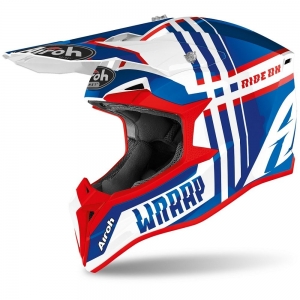 AIROH WRAAP GIOVANILE BLU/ROSSO ROTTO G: Taglia - XS