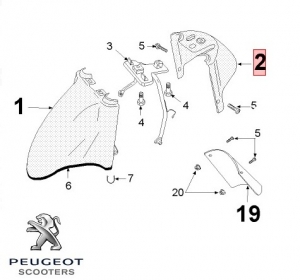 Ala inferiore anteriore originale - Peugeot Vclic / Vclic Evolution 4T 50cc (nero) - Peugeot