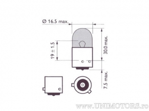 Ampoule de clignotant orange BAU15S 12V 10W - Osram