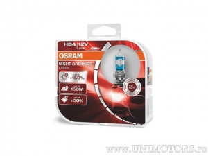 Ampoule de Phare HB4 P22d Night Breaker Laser 12V 51W Ensemble de 2 Pièces - Osram