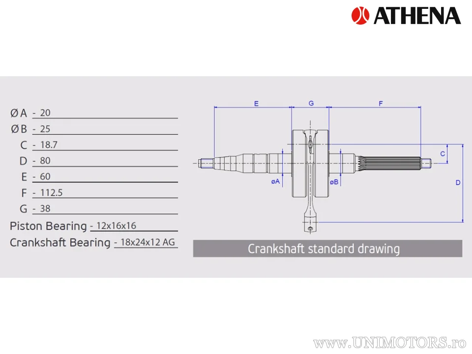 Arbore cotit Athena STD, Aprilia Scarabeo Ditech 50, SR 50 Ditech -07/2003, AP1BFA000147 / Suzuki Katana Ditech 50 (motor Aprili