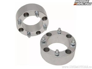 ATV Wheel Spacers Set 4 X 156 mm - Thickness: 63.5 mm - Stud: M12 x 1.25 - Color: Silver - Material: Aluminum - Moose