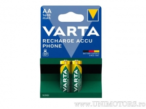 Batería AA Recargable ACCU Phone 1.2V 1600mAh Set de Blister 2 Piezas - Varta