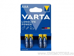 Batteria AAA Alcalina Longlife Power 1.5V blister set 4 pezzi - Varta