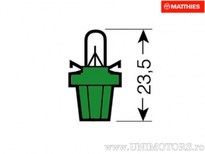 Bec cu soclu galben verde T5 B8.5D 12V 2W - JM