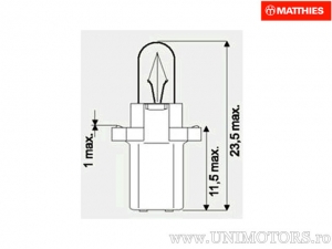 Bec cu soclu T5 B8.3D 12V 1.2W set 10buc - JM