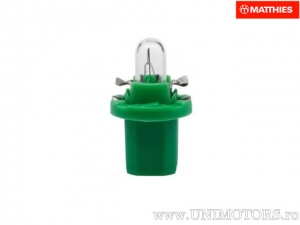 Bec cu soclu verde inchis T5 B8.5D 12V 2W - JM