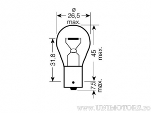 Bec P21W BA15S 12V 21W (set 10 bucati) - Osram