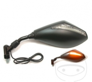 Black diamond-shaped mirror with universal left turn signal M10 mm with handlebar mount - JM