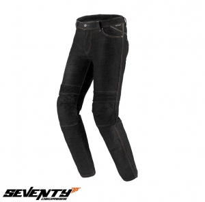 Blugi (jeans) moto barbati Seventy model SD-PJ6 tip Slim fit culoare: negru (cu insertii Aramid Kevlar) - Negru, L