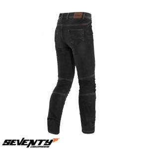 Blugi (jeans) moto barbati Seventy model SD-PJ6 tip Slim fit culoare: negru (cu insertii Aramid Kevlar) - Negru, XXXL