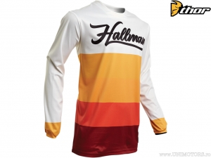 Bluza enduro / cross Horizon (alb / portocaliu / rosu) - Hallman