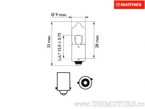 Bombilla H6W BAX9S 12V 6W - JM
