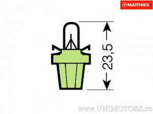 Bulb with white green socket T5 B8.5D 12V 2W - JM