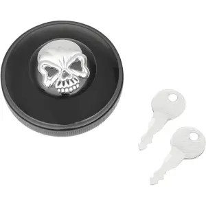 Capac de rezervor cu craniu, cu filet și blocare - Negru, lucios - 07030690