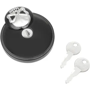 Capac de rezervor cu craniu, cu filet și blocare - Negru, lucios - 07030690
