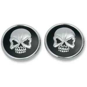 Capuchon de réservoir crâne - Noir, Chrome - 07030526