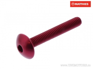 Capuchon de vis bombé Pro Bolt M6 x 1.00 x 40 mm aluminium rouge - JM