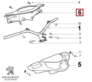 Carena originale nera - Peugeot Vclic Evolution 4T 50cc ('08-'12) - Peugeot