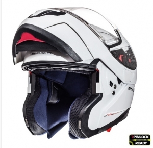 Casca integrala modulabila motociclete MT Atom SV alb lucios Pinlock ready - Alb lucios, S (55/56cm)