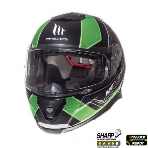Casca integrala motociclete MT Thunder III SV Trace negru/verde fluor mat (ochelari soare integrati) - Negru/verde fluor mat, XX