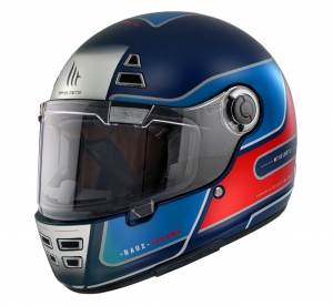 Casca integrala MT Jarama Baux D7 albastru mat - model Retro - Cafe Racer - Albastru mat, L (59/60cm)