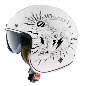 Casco abierto MT Le Mans 2 SV Diler B0 blanco brillante (visor solar integrado)