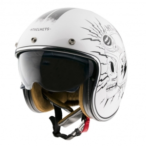 Casco abierto MT Le Mans 2 SV Diler B0 blanco brillante (visor solar integrado)