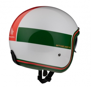 Casco abierto MT Le Mans 2 SV Tant D5 blanco/rojo/verde brillante (visor solar integrado)