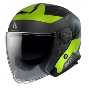 Casco abierto MT Thunder III SV Jet Cooper A3 amarillo fluorescente mate (visor solar integrado) - Amarillo fluorescente mate, M