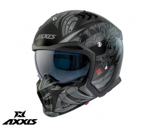 Casco Axxis modelo Hunter SV ONI B2 gri mat (gafas de sol integradas) - protector de barbilla y visera desmontable - Gri mat