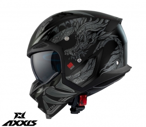 Casco Axxis modelo Hunter SV ONI B2 gris mate (visor solar integrado) - protector de barbilla y visera desmontable - Gris mate