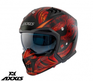 Casco Axxis modelo Hunter SV ONI B5 rojo mate (gafas de sol integradas) - protector de barbilla y visera desmontable - Rojo m