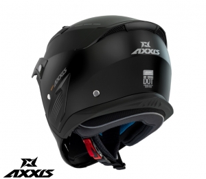 Casco Axxis modelo Hunter SV sólido A1 negro mate (visor solar integrado) - protector de barbilla y pico desmontable - Negro