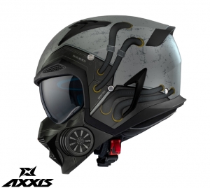 Casco Axxis modelo Hunter SV Toxic C2 gris mate (gafas de sol integradas) - protector de barbilla y visera desmontable - G