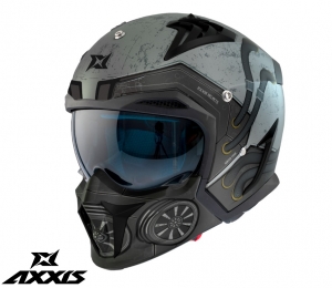 Casco Axxis modelo Hunter SV Toxic C2 gris mate (gafas de sol integradas) - protector de barbilla y visera desmontable - G