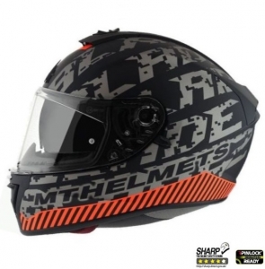 Casco integral MT Blade 2 SV Check B2 Gris/Naranja Mate (Visor Solar Integrado)