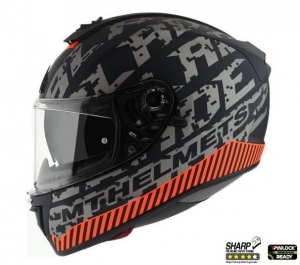 Casco integral MT Blade 2 SV Check B2 Gris/Naranja Mate (Visor Solar Integrado)