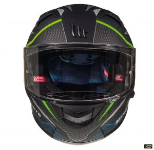Casco integral MT KRE SV Intrepid C1 verde fluorescente mate (fibra de vidrio) - con visera solar integrada - Verde fluorescente