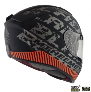Casco integrale MT Blade 2 SV Check B2 Grigio/Arancione Opaco (Visiera Solare Integrata)
