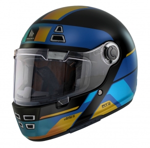 Casco integrale MT Jarama 68th C7 blu opaco - Modello Retro - Cafe Racer - Blu opaco, L (59/60cm)