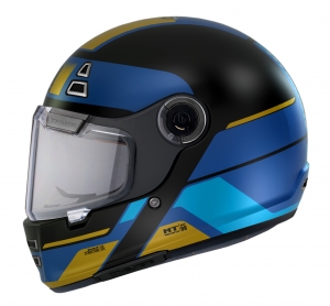 Casco integrale MT Jarama 68th C7 blu opaco - Modello Retro - Cafe Racer - Blu opaco, S (55/56cm)