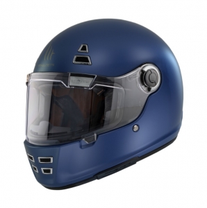 Casco integrale MT Jarama A7 blu opaco - modello Retro - Cafe Racer - Blu opaco, S (55/56cm)